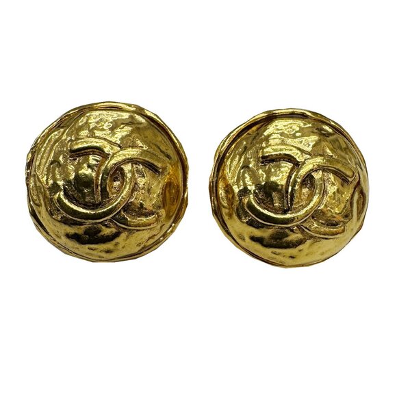 CHANEL Gold Logo Earrings